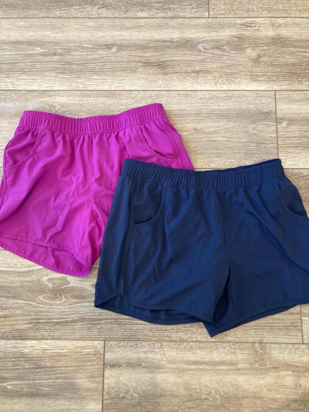 Lands End Girls Swim Shorts in Fuchsia and Navy